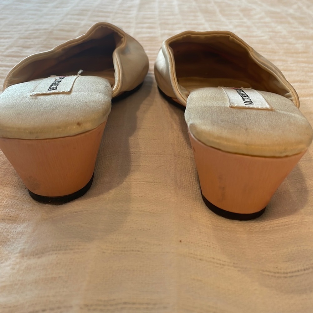 Victoria’s Secret shoes mules boudoir slippers satin pink white women’s size M - Picture 7 of 10